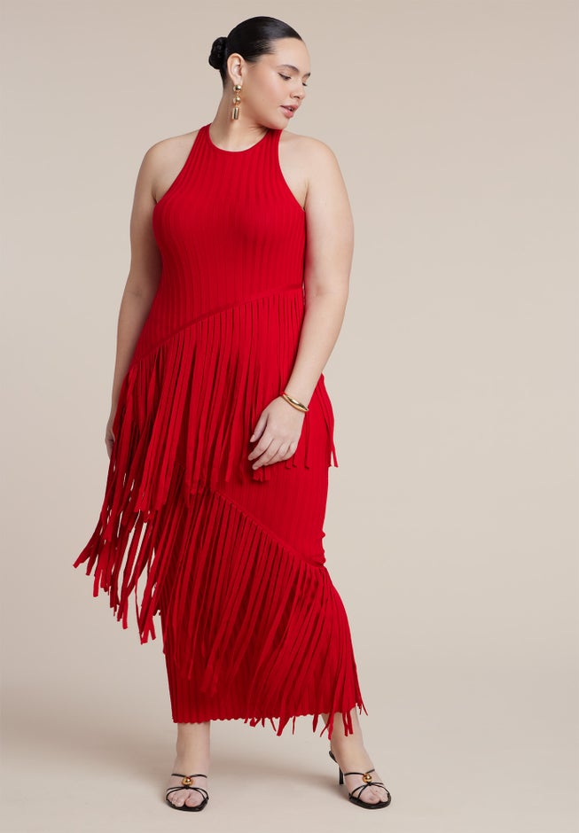 Ribbed Fringe Maxi Dress image number 1