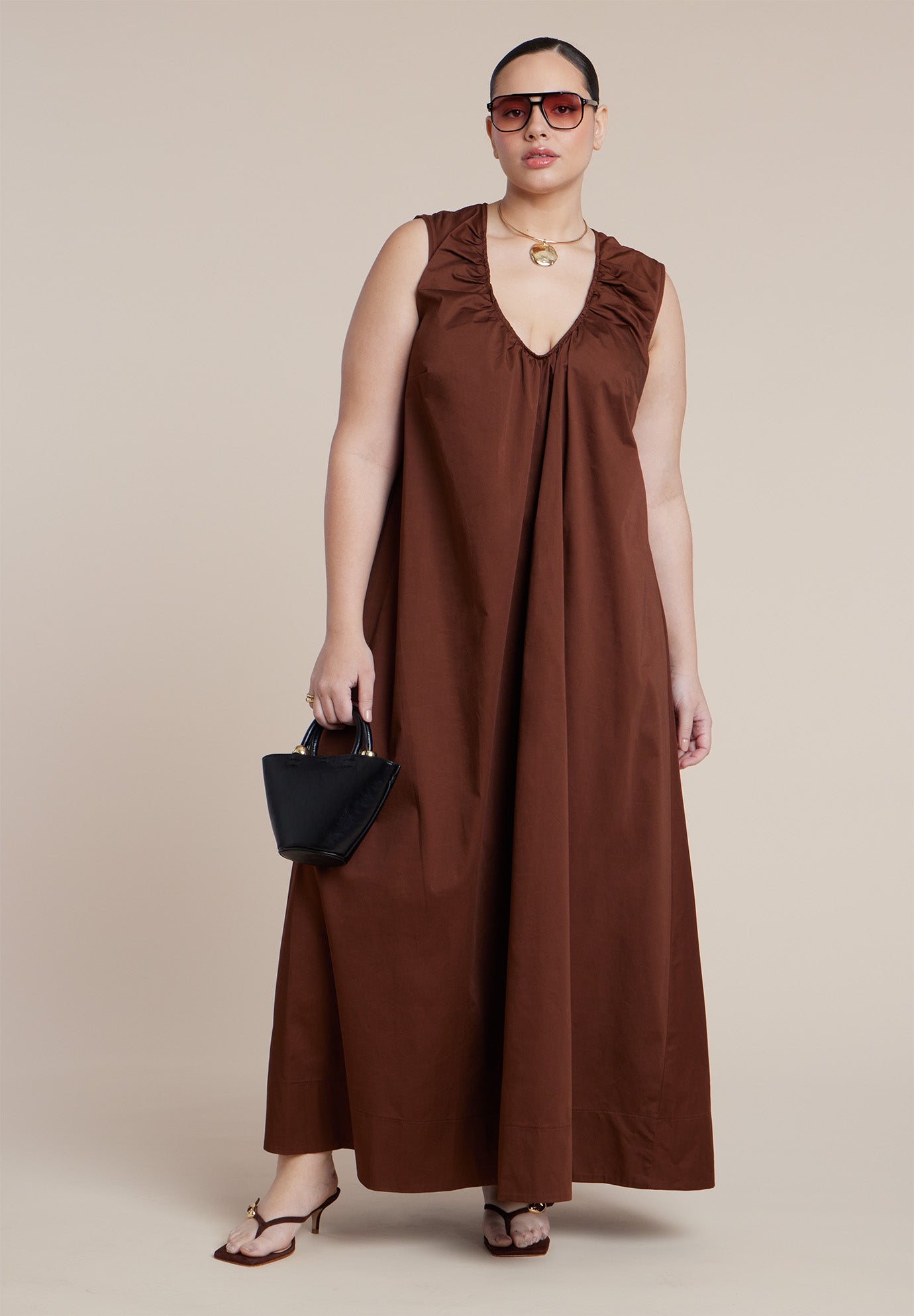 Shirred Neckline Tank Dress image number 1