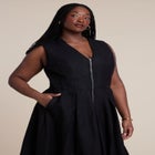 Zipper Detail Linen Maxi Dress image number null