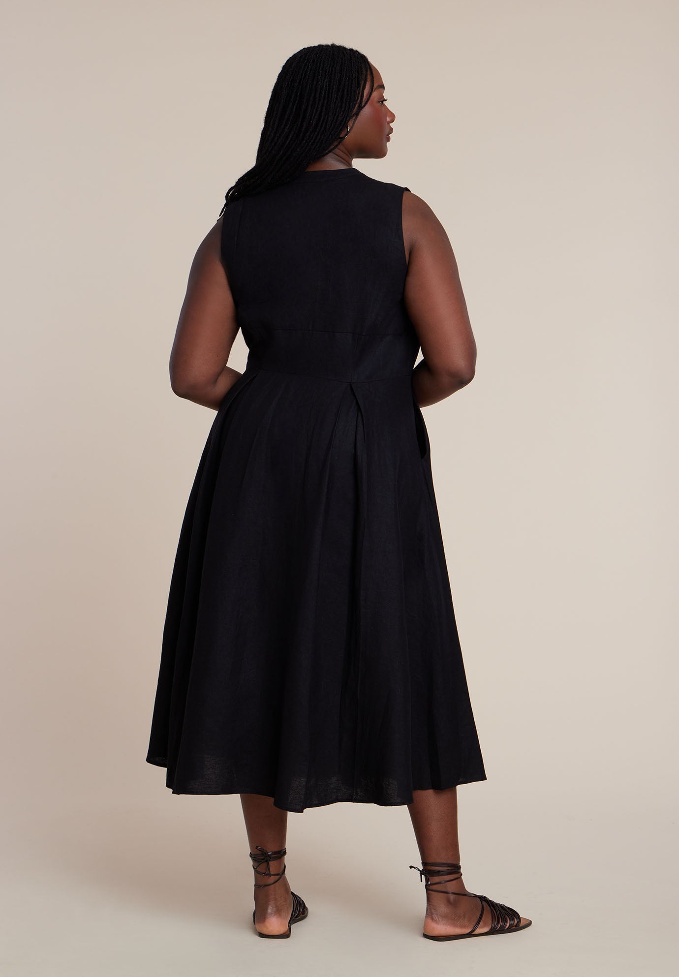 Zipper Detail Linen Maxi Dress image number 3