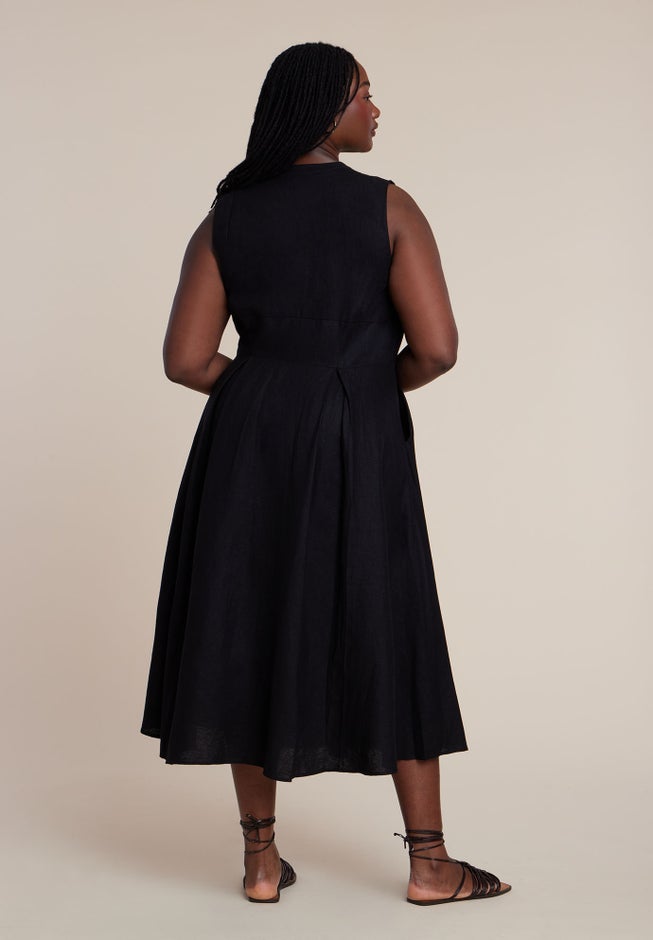 Zipper Detail Linen Maxi Dress image number 3