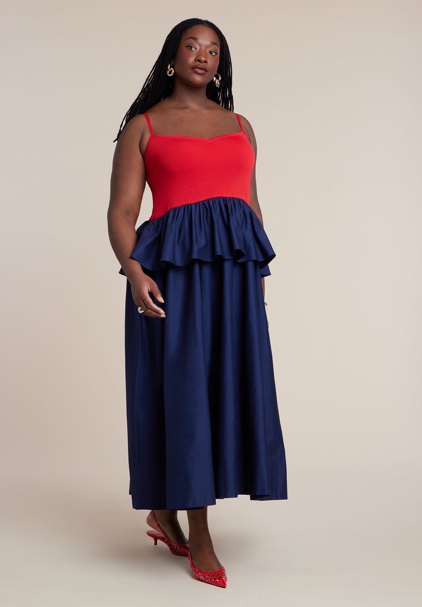 Peplum Detail Colorblocked Dress image number 1