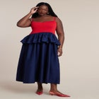 Peplum Detail Colorblocked Dress image number null