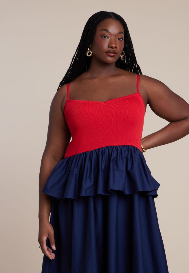 Peplum Detail Colorblocked Dress image number 3