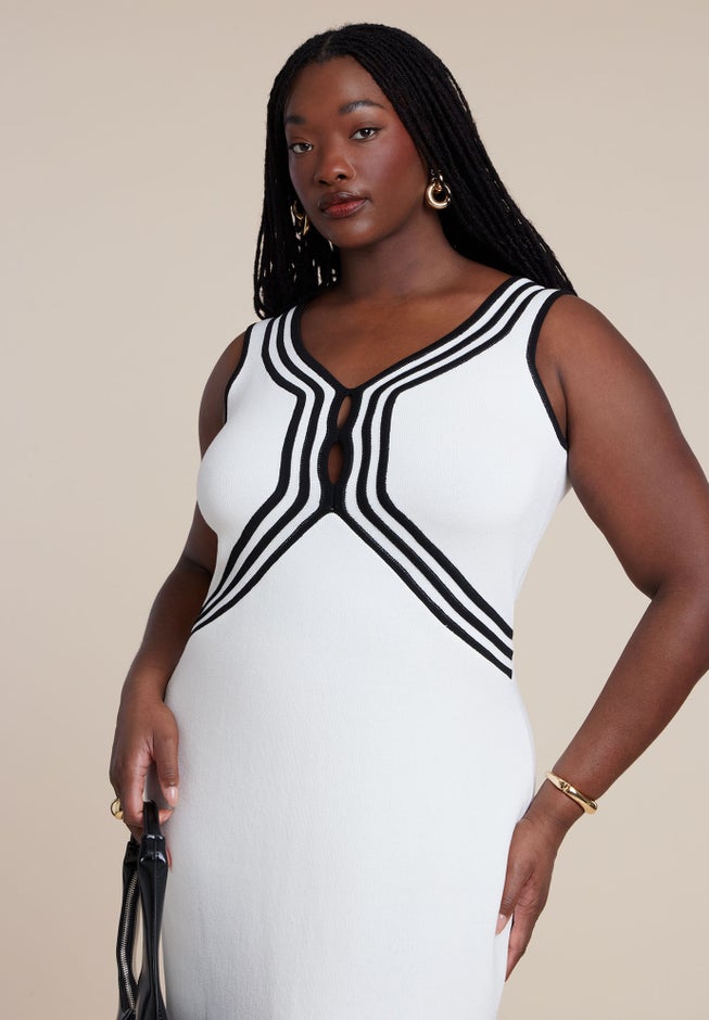 Contrast Tubing Sweater Dress image number 1