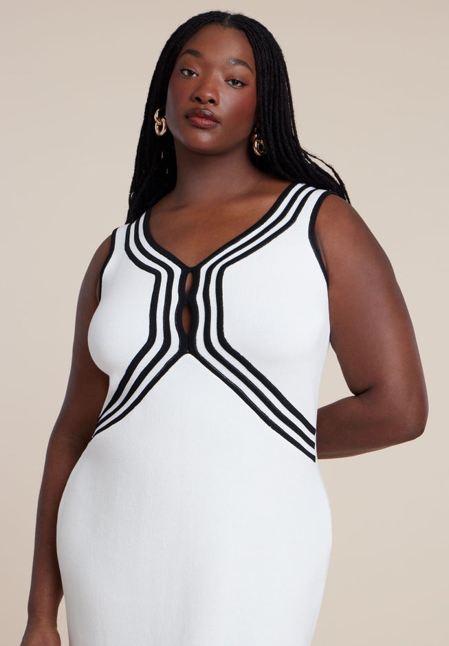 Contrast Tubing Sweater Dress image number 2