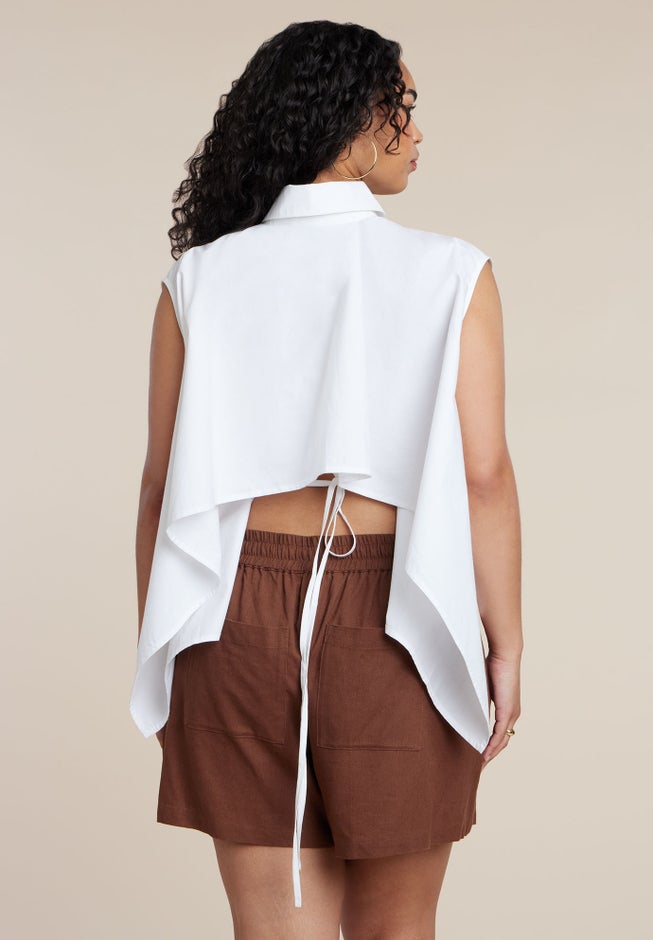 Button Up Shirt With Open Back image number 1