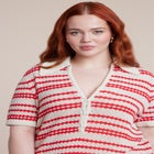 Pointelle Stripe Boxy Sweater Top image number null