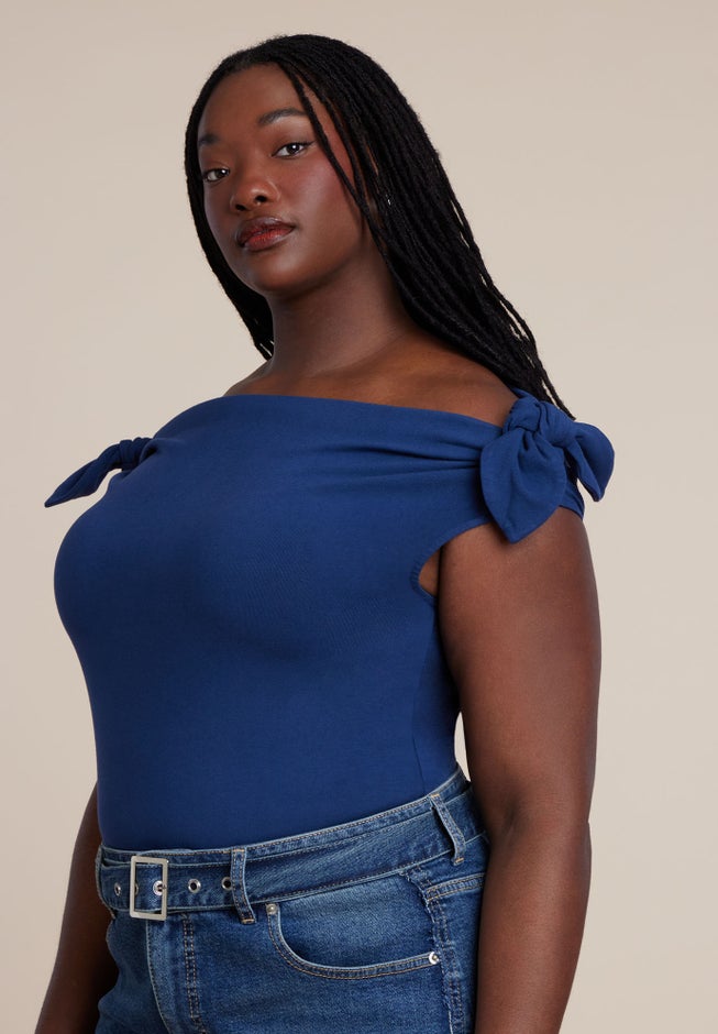 Off Shoulder Top With Ties image number 1