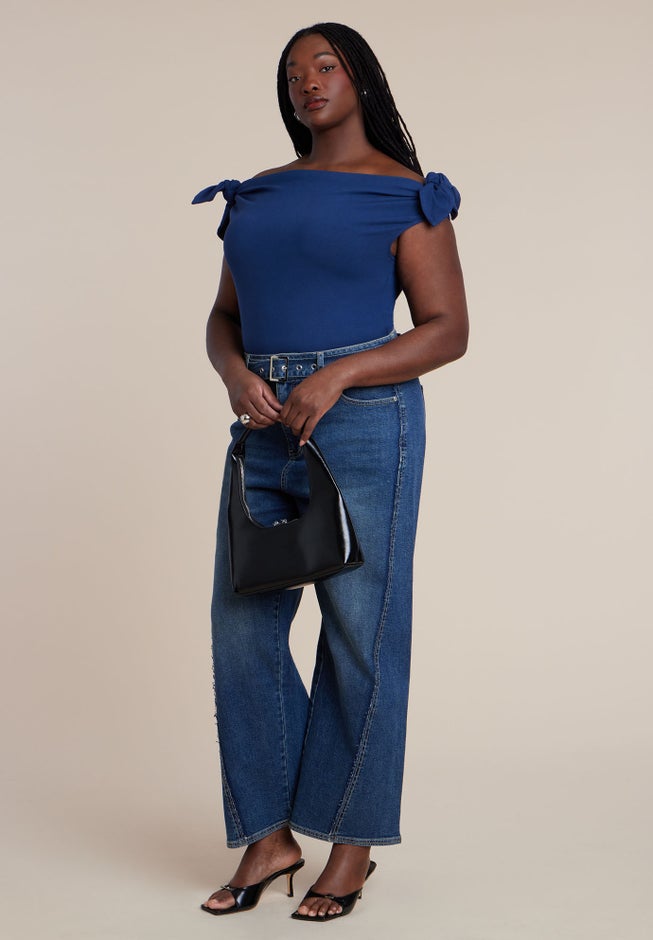 Off Shoulder Top With Ties image number 4