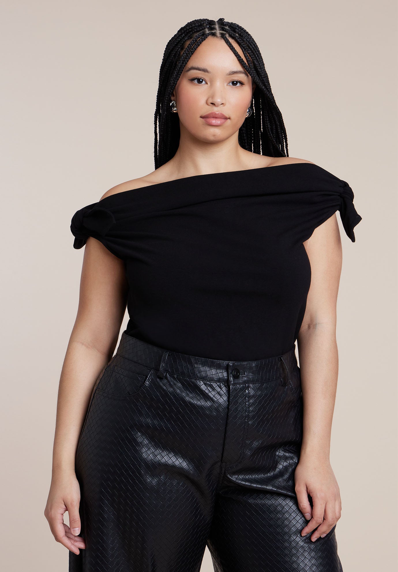 Off Shoulder Top With Ties image number 0