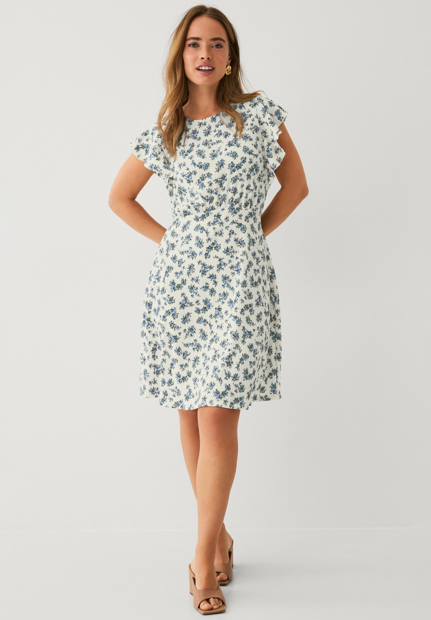 Textured Knit Tie Back Fit & Flare Dress image number 0