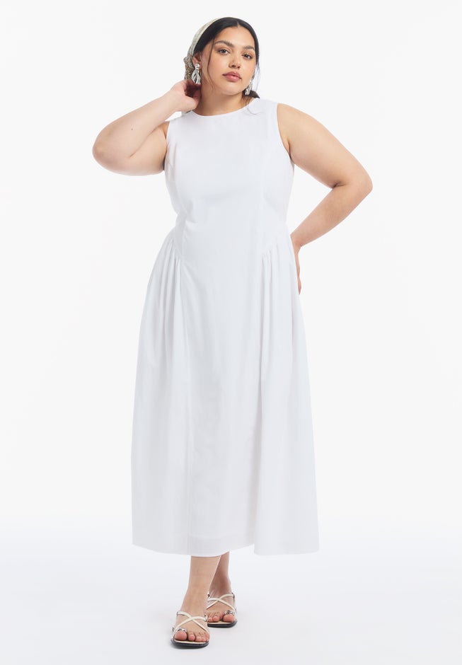 Sleeveless Poplin Midi Dress image number 3