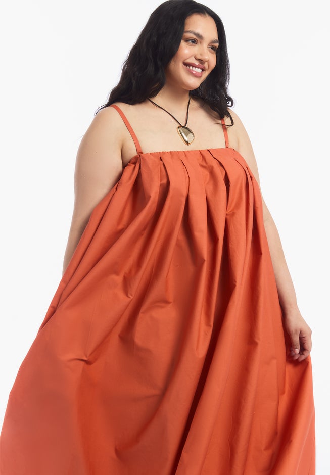 Pleated Poplin Maxi Dress image number 3