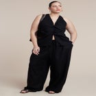 Drawstring Wide Leg Linen Pant image number null