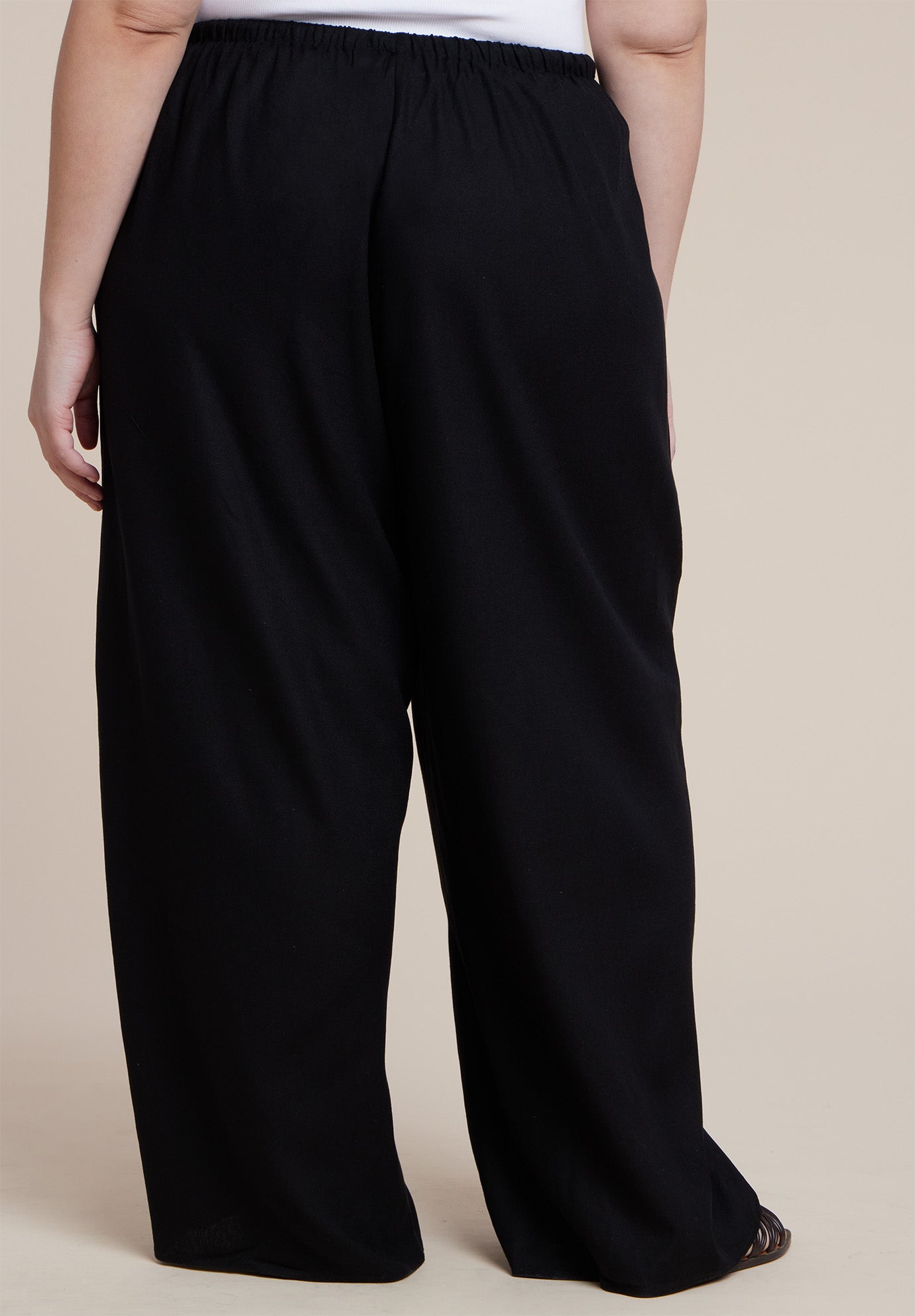 Drawstring Wide Leg Linen Pant image number 2
