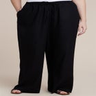 Drawstring Wide Leg Linen Pant image number null