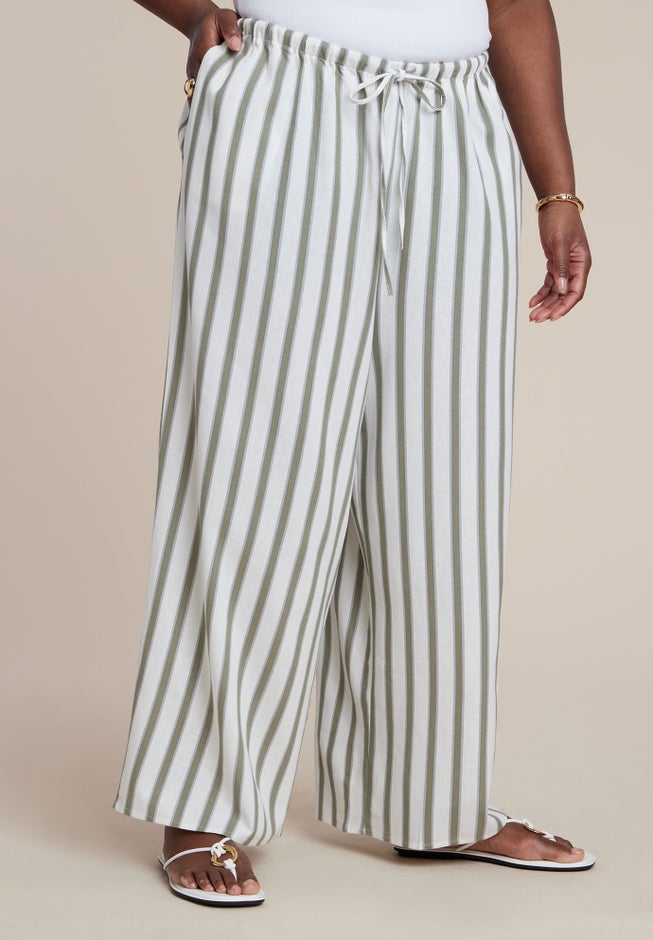 Drawstring Wide Leg Linen Pant image number 1