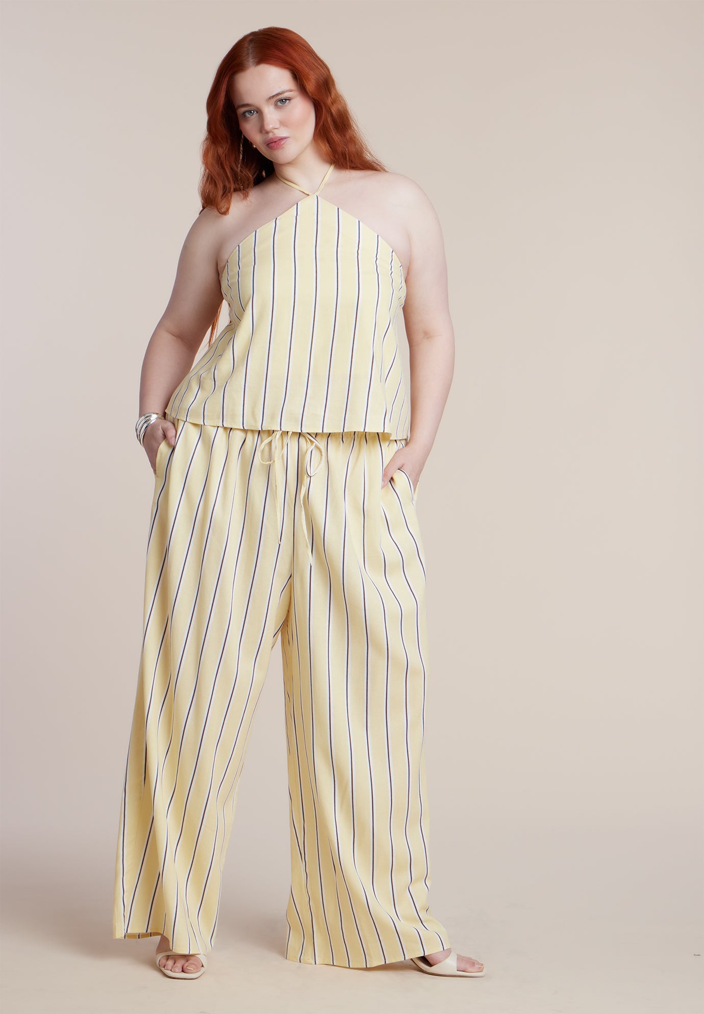 Drawstring Wide Leg Linen Pant image number 0