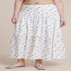 Drop Waist Striped Linen Skirt image number null