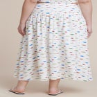 Drop Waist Striped Linen Skirt image number null