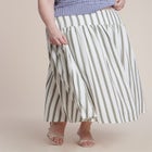 Drop Waist Striped Linen Skirt image number null