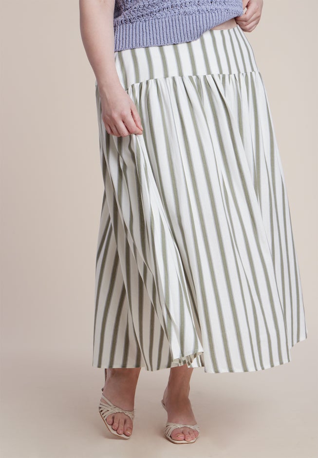 Drop Waist Striped Linen Skirt image number 1