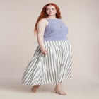 Drop Waist Striped Linen Skirt image number null