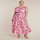 PatBO x ELOQUII Ruffle Detail Maxi Dress image number null