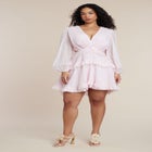 PatBO x ELOQUII Puff-Sleeve Ruffle Mini Dress image number null