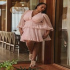 PatBO x ELOQUII Puff-Sleeve Ruffle Mini Dress image number null