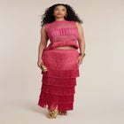 PatBO x ELOQUII Fringe Column Maxi Skirt image number null