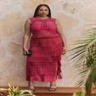 PatBO x ELOQUII Fringe Column Maxi Skirt image number null