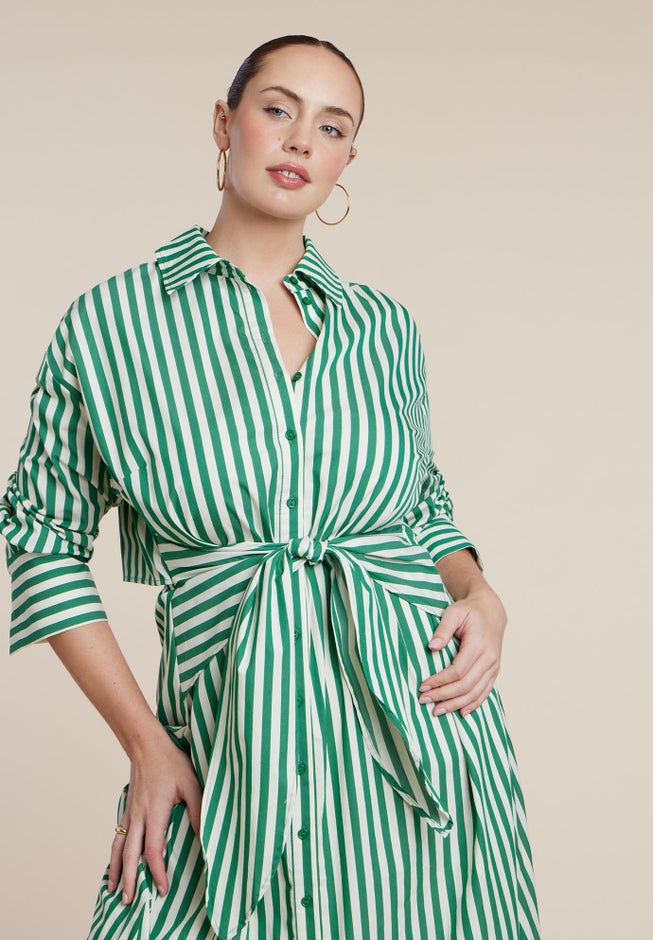 Cinch Detail Poplin Midi Dress image number 1