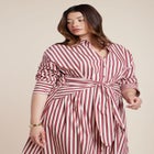 Cinch Detail Poplin Midi Dress image number null