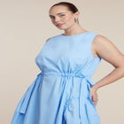 Cinch Waist Poplin Midi Dress image number null