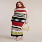 Neckline Detail Striped Sweater Dress image number null