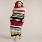 Neckline Detail Striped Sweater Dress image number null