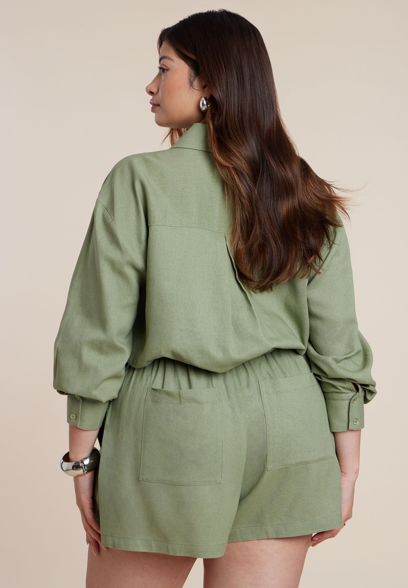 Waist Tie Linen Button Up Shirt image number 3