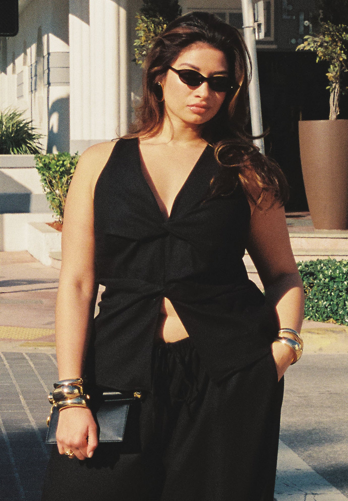 Twisted Linen Halter Top image number 0