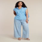 Button Up Shirt With Open Back image number null