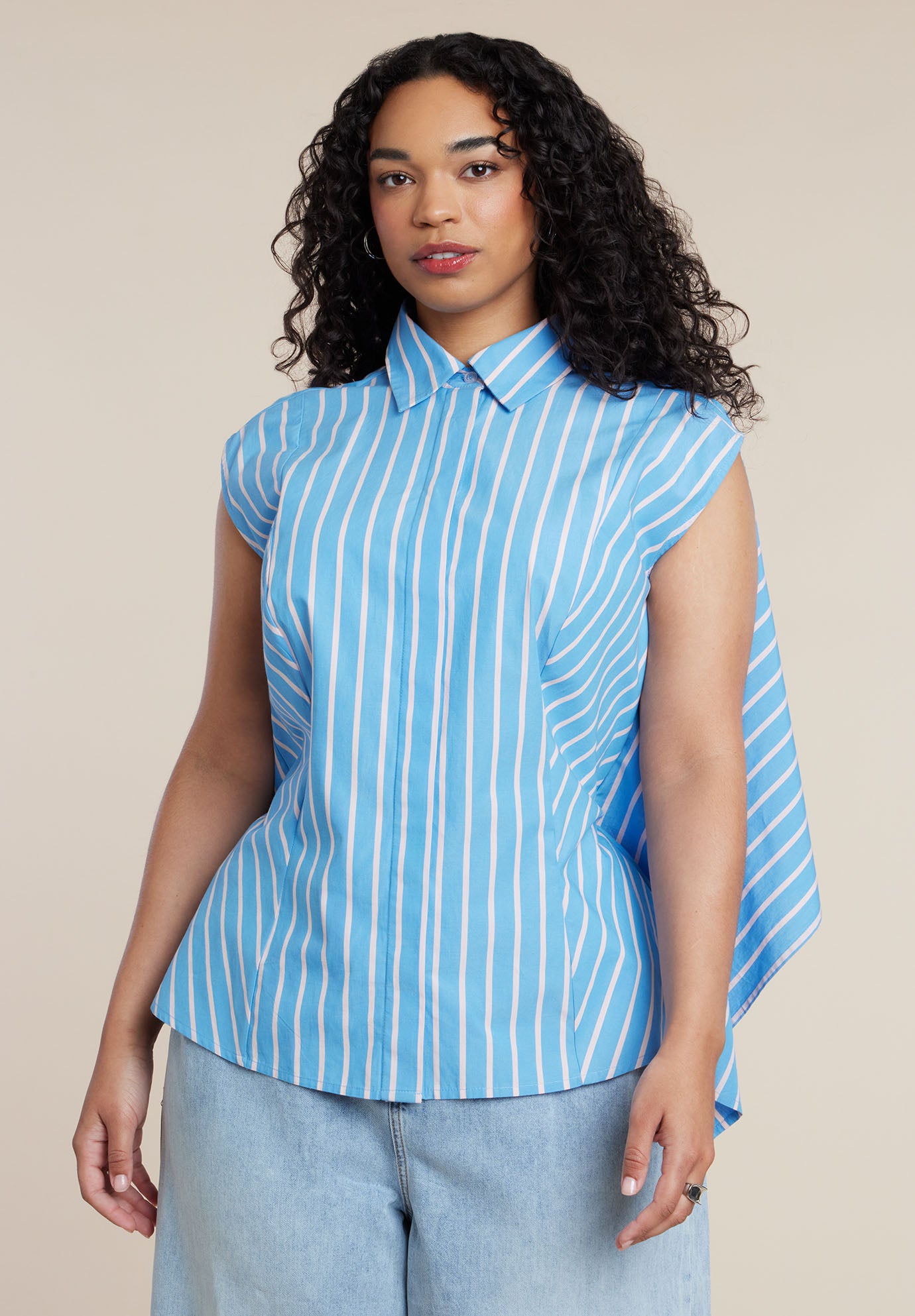 Button Up Shirt With Open Back image number 0