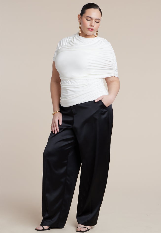 Sleeve Overlay Draped Top image number 1