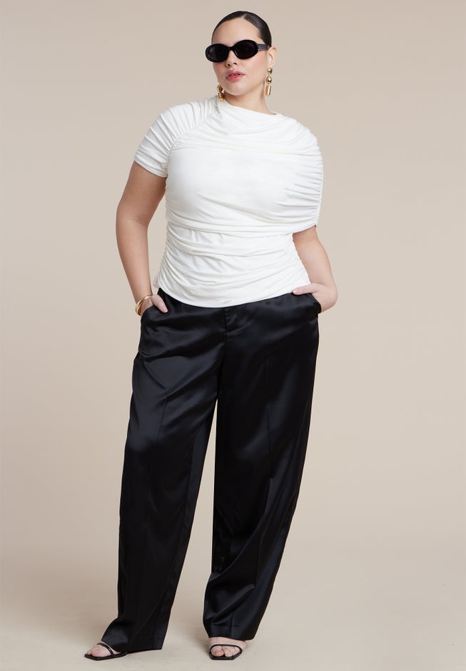 Sleeve Overlay Draped Top image number 2