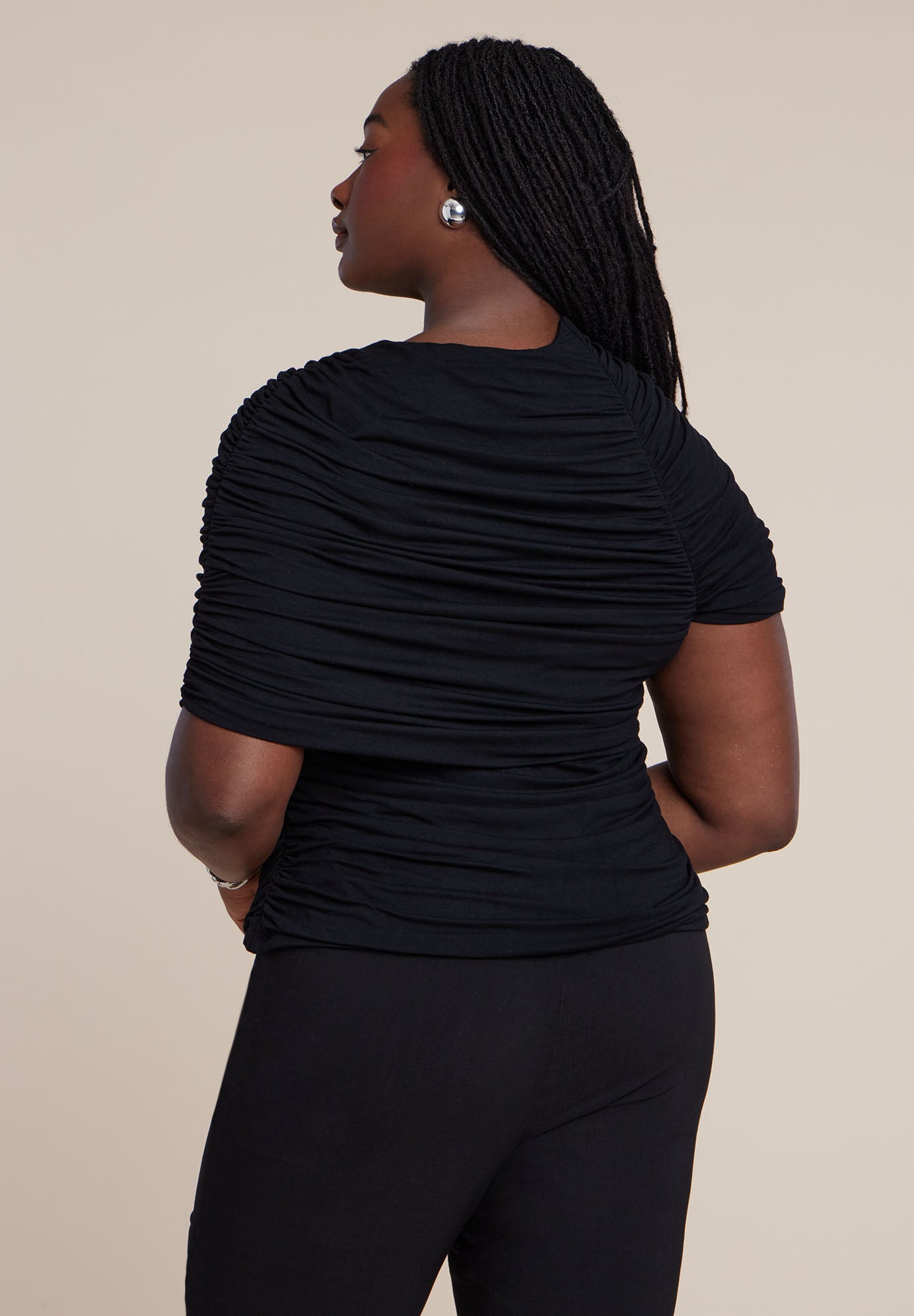 Sleeve Overlay Draped Top image number 1