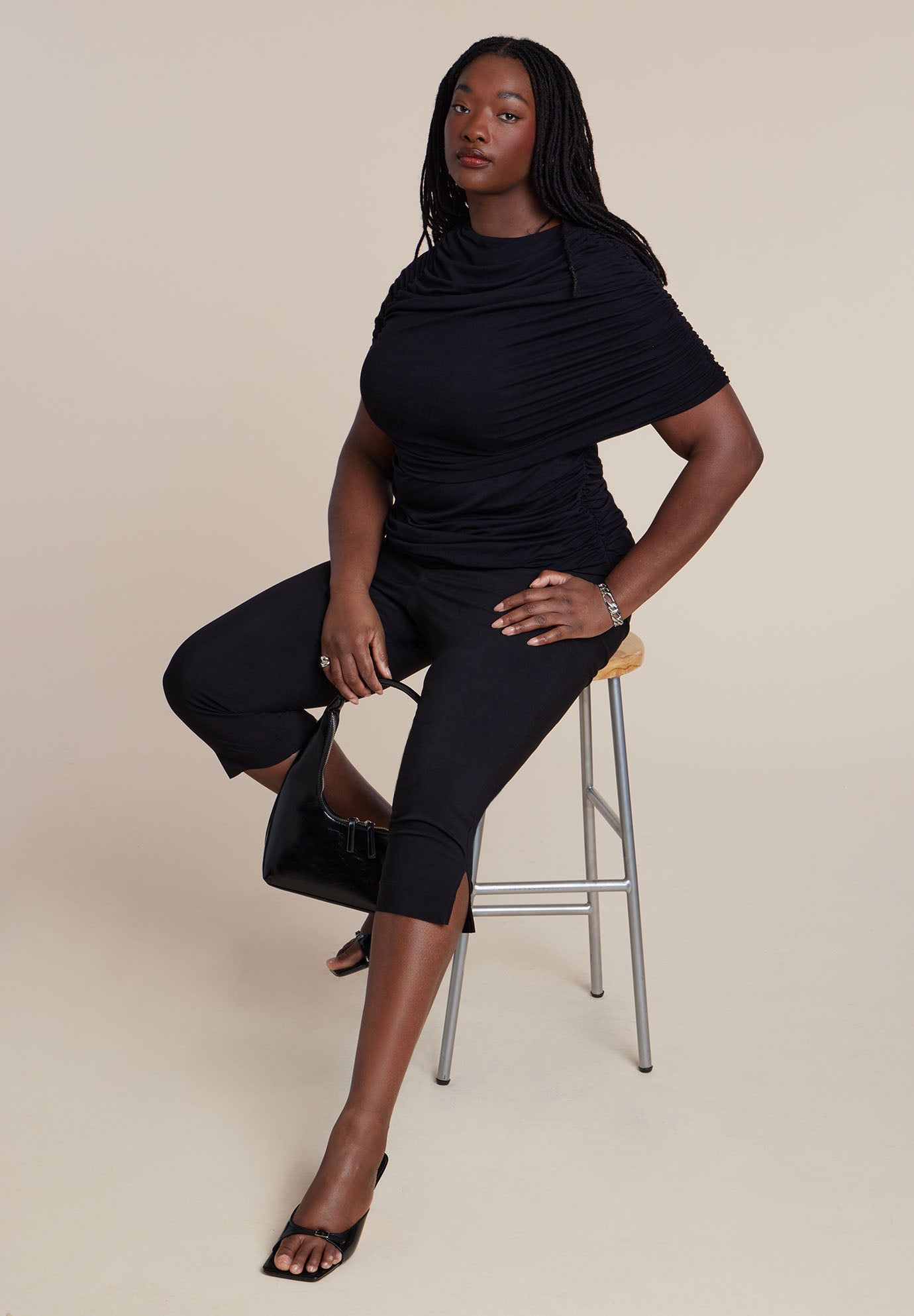 Sleeve Overlay Draped Top image number 2