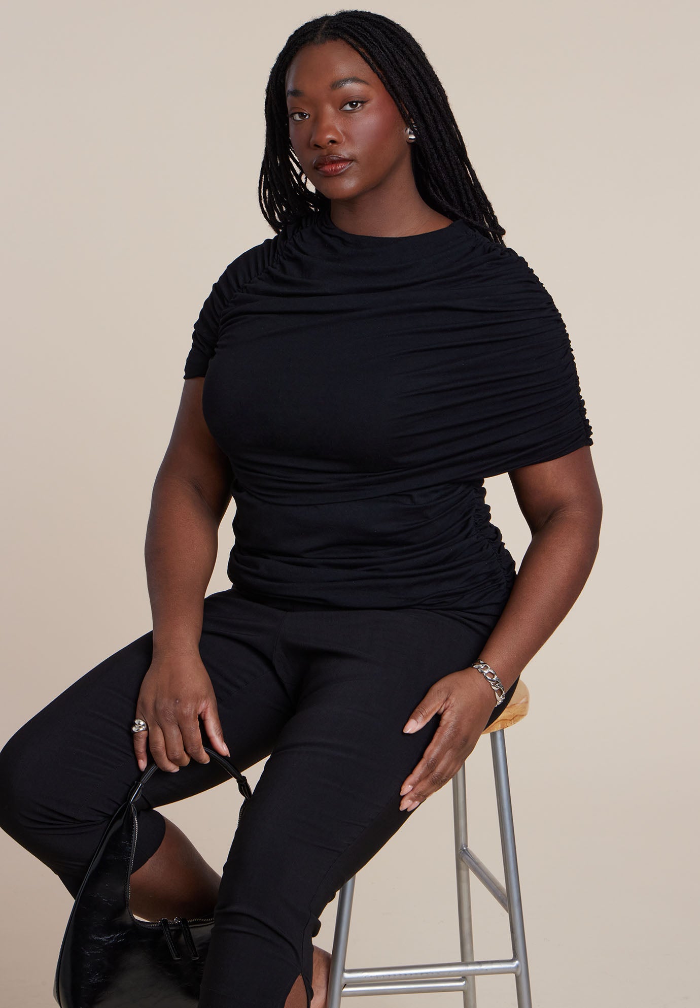 Sleeve Overlay Draped Top image number 0