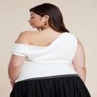 Asymmetrical Shirred Top image number null