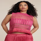 PatBO x ELOQUII Fringe Detail Crochet Top image number null