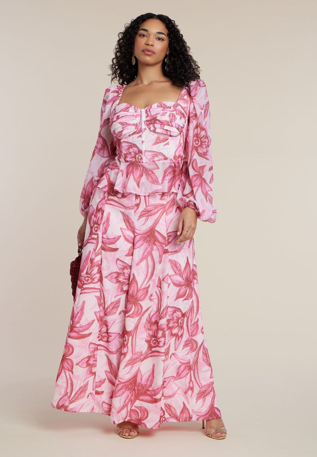 PatBO x ELOQUII Wide-Leg Godet Pants image number 3